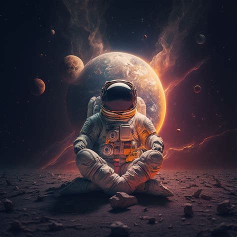 Spaceman in Moon Art | Astronaut and Astronomy Art