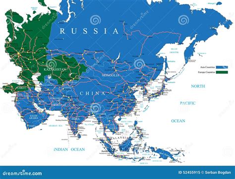 Asia Road Map Cartoon Vector | CartoonDealer.com #87861317