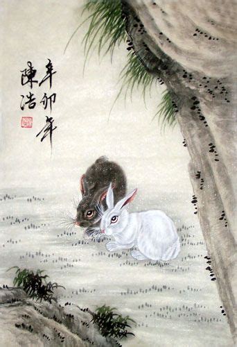 Chinese Rabbit Painting 0 4740007, 69cm x 46cm(27〃 x 18〃) | Rabbit painting, Rabbit, Painting