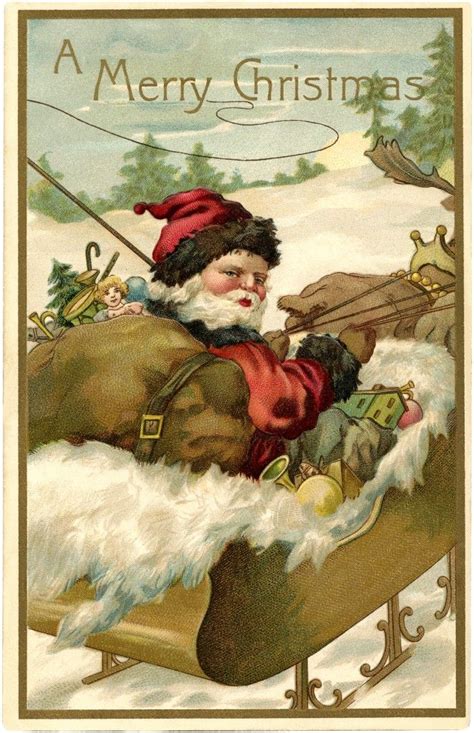 Vintage Santa Sleigh Image