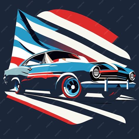 Premium Vector | Isolated vintage car with usa flag color scheme