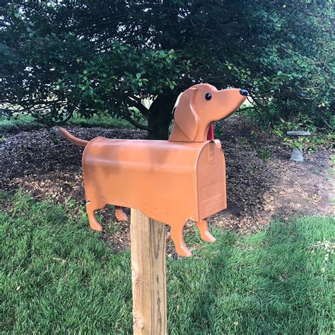 Red Dachshund Mailbox| Wiener Dog | Unique Dog Mailbox – Stone Bridge Collections