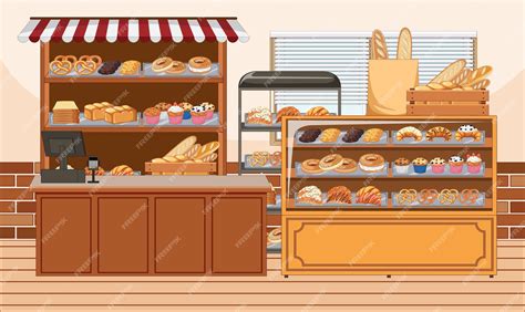 Free Vector | Bakery shop interior with bakery showcase