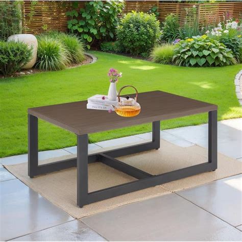 Gymojoy Valenta Brown Rectangle Metal Outdoor Coffee Table GM121 - The Home Depot
