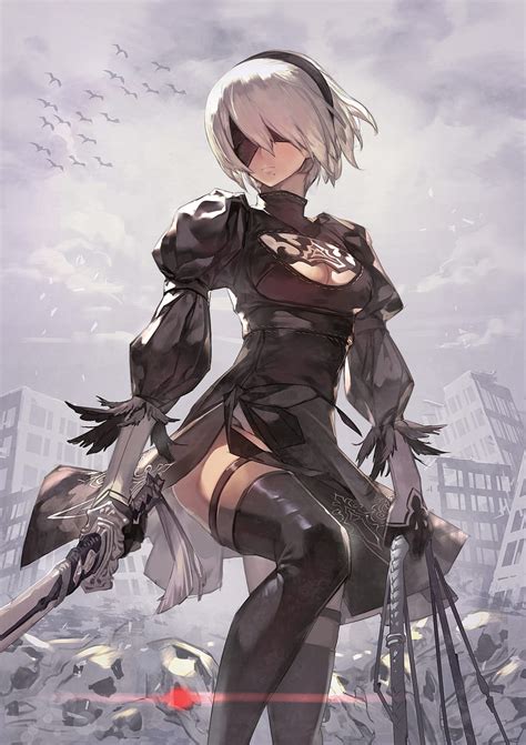 Nier: Automata, 2B (Nier: Automata), sword, anime, HD phone wallpaper ...