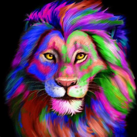Rainbow Lion | Colorful lion, Phone wallpaper, Cat art