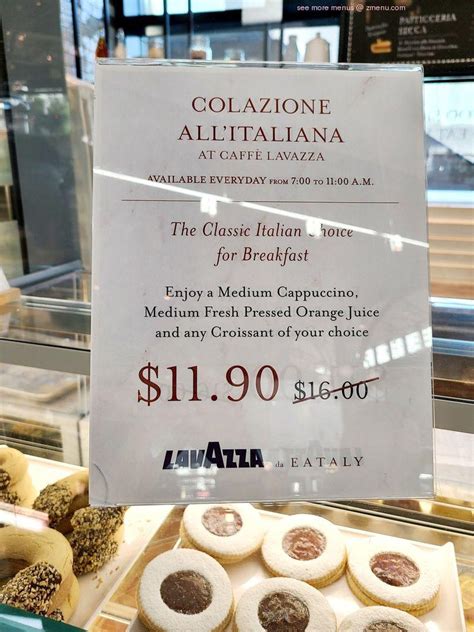 Menu at Eataly pizzeria, Las Vegas