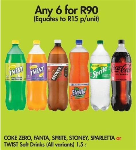 Coke Zero, Fanta, Sprite, Stoney, Sparletta or Twist Soft Drinks (all variants) 1.5l offer at Makro