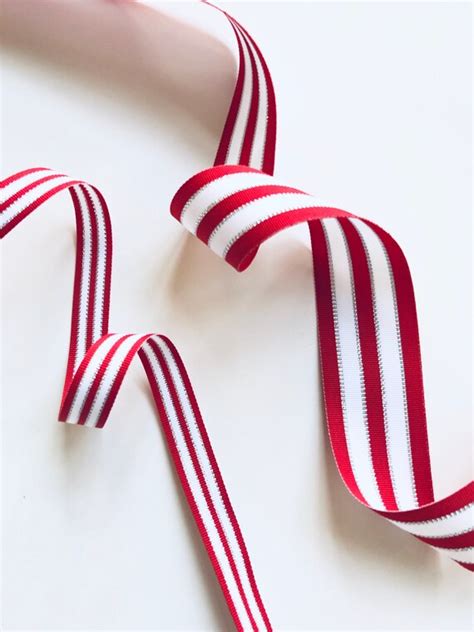 Red White & Silver Striped Ribbon by the Yard 3/8 5/8 - Etsy