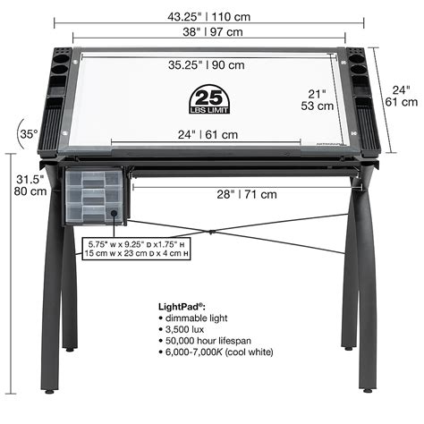 Best Buy: Studio Designs Futura Light Table for Artists and Drawing Black / Clear Glass 10062