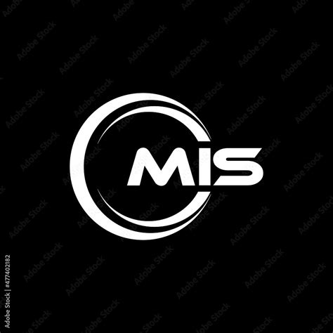 MIS letter logo design with black background in illustrator, vector logo modern alphabet font ...