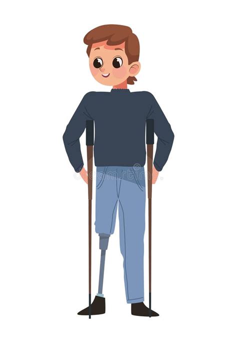 Man with prosthetic leg stock vector. Illustration of disable - 260228511