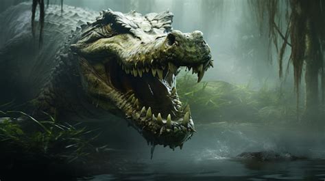 Premium AI Image | Underwater terrible alligator in the swamp