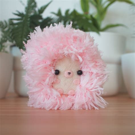 Fluffy pink hedgehog stuffed animal - cute hedgehog plush toy