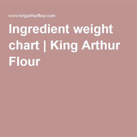 King Arthur Weight Chart