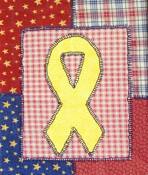 Items similar to Yellow Ribbon Military Support - Handmade Framed Quilt Bladder Cancer, Amber ...