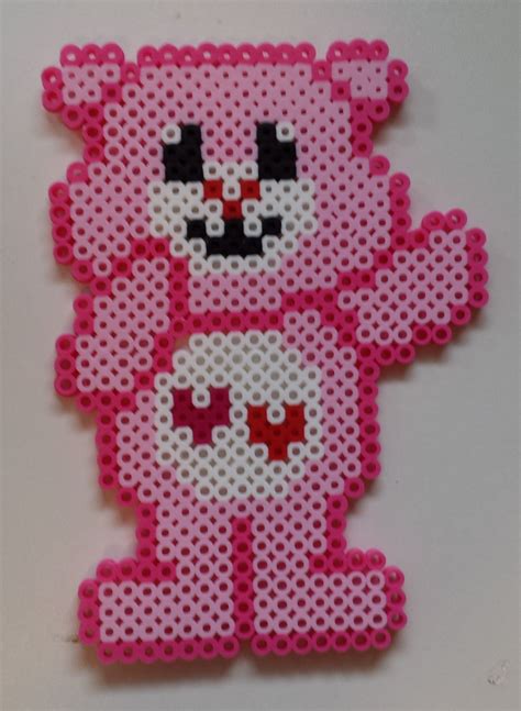 Perler Care Bear - Love-a-Lot Bear. | Perler beads designs, Perler bead ...