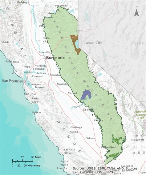 Mountain Ranges In California Map | secretmuseum