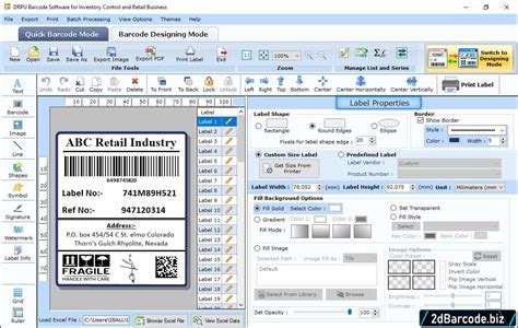 Screenshots of Barcode Maker Software for inventory control - 2DBarcode