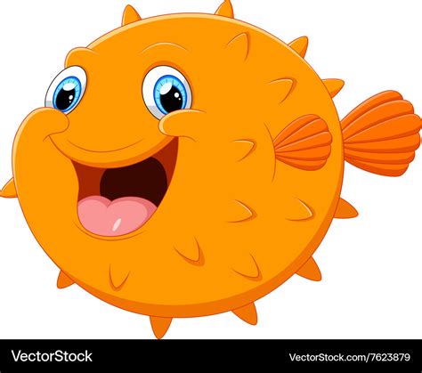 Cute puffer fish cartoon Royalty Free Vector Image