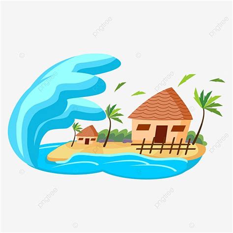 Natural Disasters Vector PNG Images, Cartoon Natural Disaster Tsunami ...