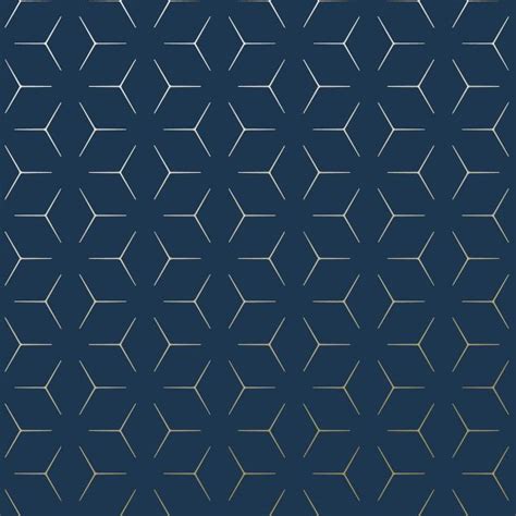 Navy and Gold Metro Illusion Geometric Wallpaper - Blue