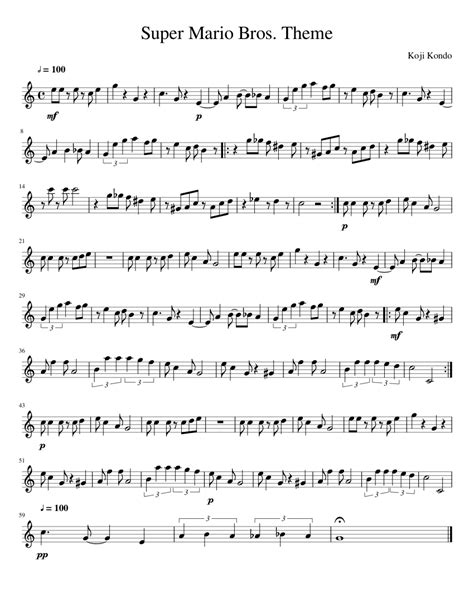 Super Mario Bros. Theme Sheet music for Flute | Download free in PDF or ...