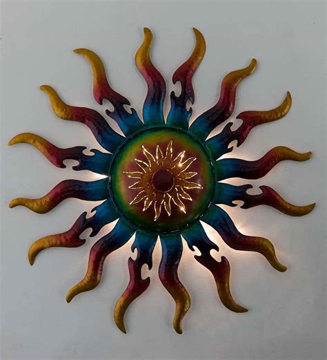 Handcrafted Lighted Metal Sun Wall Art | All Wall Art | Wall Décor | For the Home | Wind and Weather