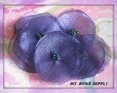 Items similar to Beautiful Eggplant Purple Organza Flowers (6) for DIY Hair Accessories, Purses ...