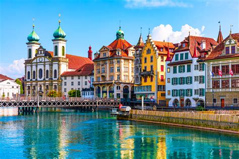 Old Town Architecture Of Lucerne Switzerland Stock Photo - Download ...