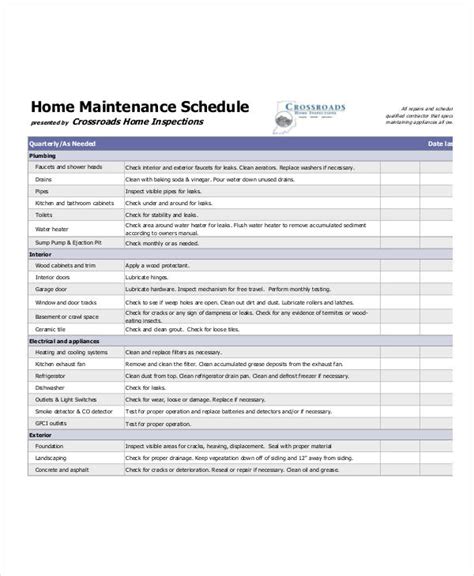 Home Maintenance Schedule Template - 7+ Free PDF, Word Format Download!