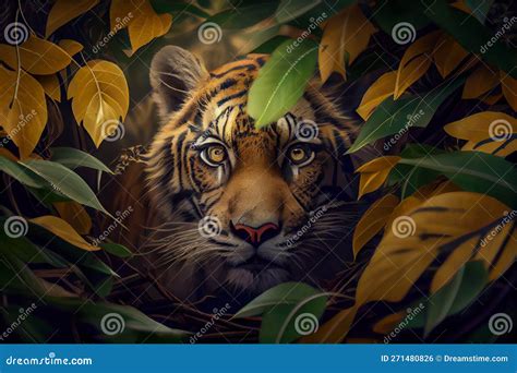 Hunting tiger in jungle stock photo. Image of dynamic - 271480826