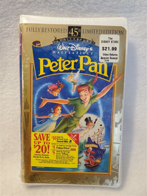 Walt Disney Peter Pan VHS 1998 45th Anniversary Limited Edition Brand ...