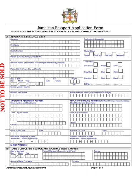 Jamaica Passport Application Form