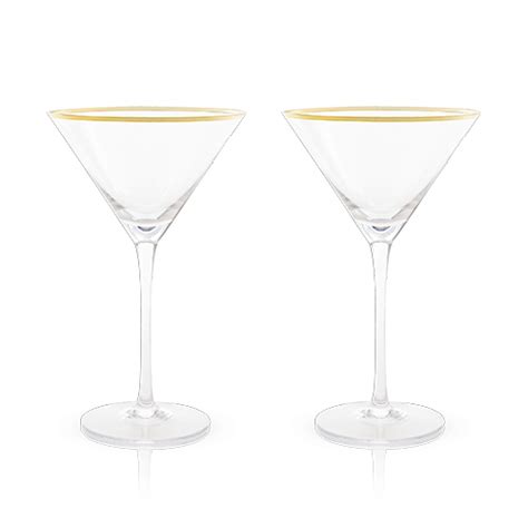 Gold Rimmed Crystal Martini Glasses (set of 2) | Chicago Bar Store ...