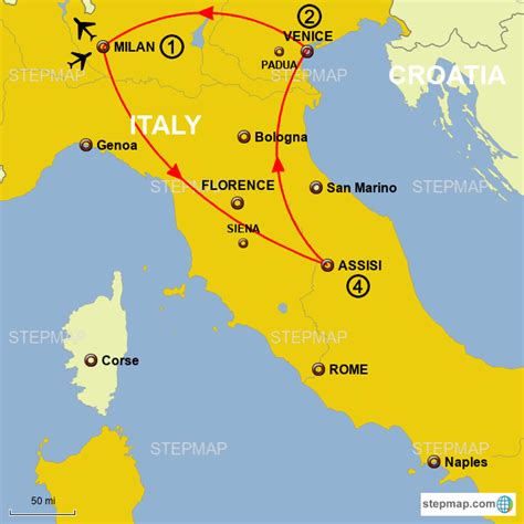 Map Of Italy With Assisi - Spring Solstice 2024