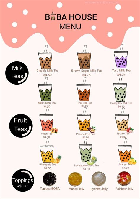 Menu at Boba House, Milford