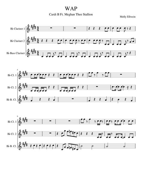 WAP Sheet music for Clarinet (In B Flat), Clarinet (Bass) (Marching ...