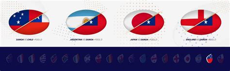 Rugby competition icons of Samoa rugby national team, all four matches ...