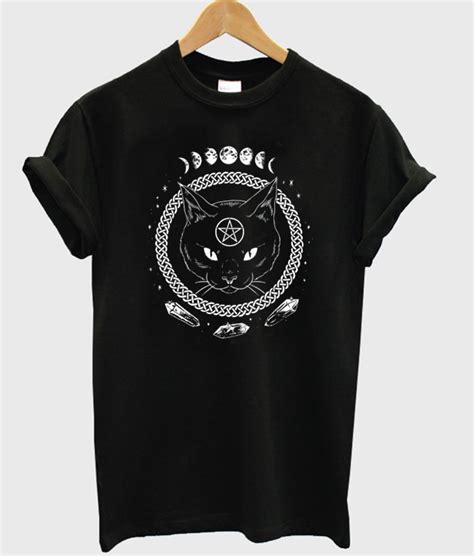 Gothic Moon Phase Witchcraft Cat T-Shirt