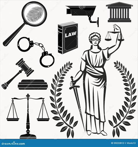 Court.Set Icons . Theme Judicial.law.Themis Goddess .lady Justice Stock ...