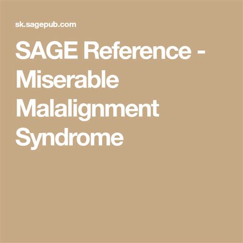 SAGE Reference - Miserable Malalignment Syndrome | Sports medicine, Reference, Miserable