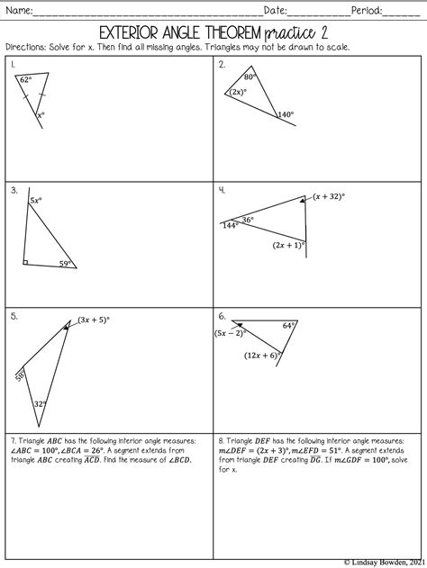 Interior Exterior Angles Triangle Worksheet | Cabinets Matttroy