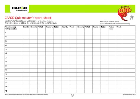 Trivia Score Sheet Template