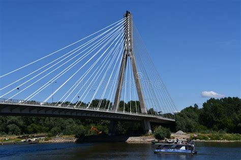 Swietokrzyski Bridge Over the Vistula River in Warsaw, Poland Editorial ...