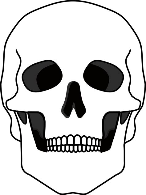 Skull bone face. Skull icon. Black and white cartoon smiling cute human skeleton head, drawn ...