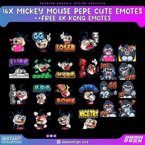 16x Mickey Mouse Cute Twitch Emotes Discord Emotes Youtube - Etsy