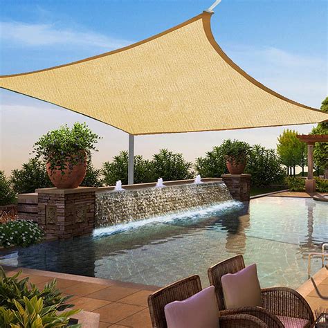 8' x 10' Sun Shade Sail, Square Sand 185GSM UV Block Canopy for Patio ...