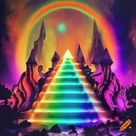 70s rainbow psychedelic pyramid artwork