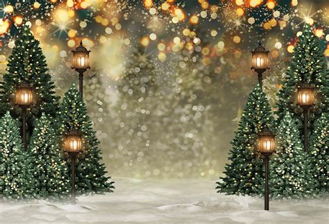 Outdoor Christmas Trees Lights Flashing Backdrop G-1440 – Dbackdrop